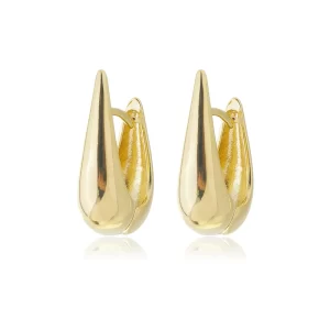 Brinco Argola Gota Lisa Fina Grande Semijoia Ouro 18K